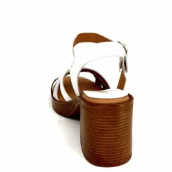 Vacances|Sandales<380-ivoire Sandales à Talon Ivoire 12335 Cuir Blanc