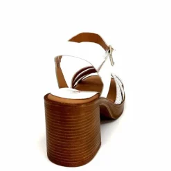 Vacances|Sandales<380-ivoire Sandales à Talon Ivoire 12335 Cuir Blanc