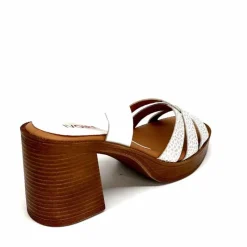 Vacances|Sandales<380-ivoire Sandales à Talon Ivoire 12335 Cuir Blanc