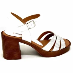 Vacances|Sandales<380-ivoire Sandales à Talon Ivoire 12335 Cuir Blanc