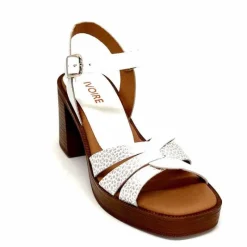 Vacances|Sandales<380-ivoire Sandales à Talon Ivoire 12335 Cuir Blanc
