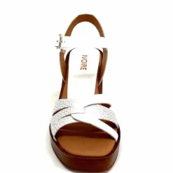 Vacances|Sandales<380-ivoire Sandales à Talon Ivoire 12335 Cuir Blanc
