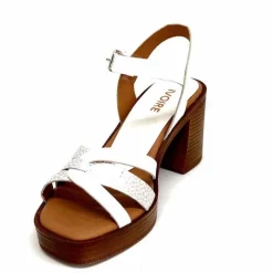 Vacances|Sandales<380-ivoire Sandales à Talon Ivoire 12335 Cuir Blanc