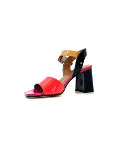 Elégant|Sandales<Ivoire0334 Sandales à Talon Ivoire F1136 Mare Cuir Vernis Multicolor Multicolore