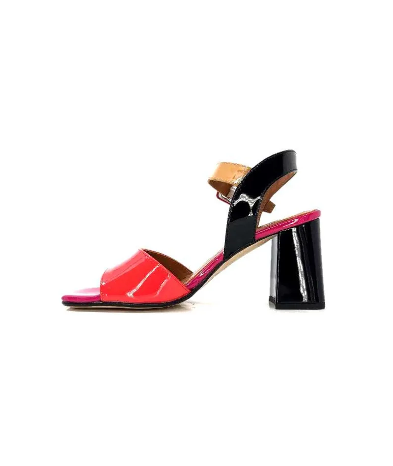 Elégant|Sandales<Ivoire0334 Sandales à Talon Ivoire F1136 Mare Cuir Vernis Multicolor Multicolore