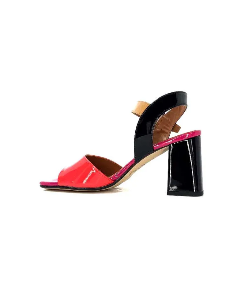 Elégant|Sandales<Ivoire0334 Sandales à Talon Ivoire F1136 Mare Cuir Vernis Multicolor Multicolore
