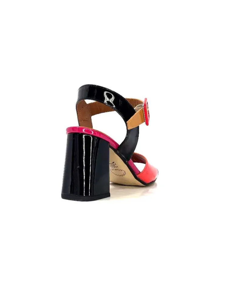 Elégant|Sandales<Ivoire0334 Sandales à Talon Ivoire F1136 Mare Cuir Vernis Multicolor Multicolore