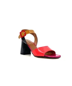 Elégant|Sandales<Ivoire0334 Sandales à Talon Ivoire F1136 Mare Cuir Vernis Multicolor Multicolore