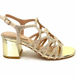 Féminin|Sandales<Ivoire0297a Sandales à Talons Ivoire 7502 Strass Platine