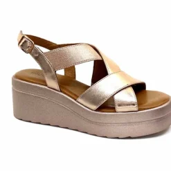 Féminin|Plateformes<Inuovo Sandales Compensées 99012 Cuir Metal Rose