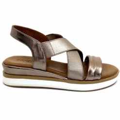 Vacances|Compensées & Plateformes<Inuovo Sandales Compensées 113015 Cuir Métal Ash Taupe