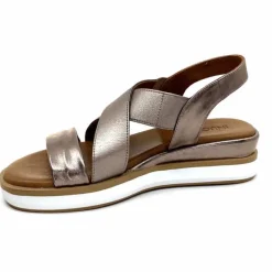 Vacances|Compensées & Plateformes<Inuovo Sandales Compensées 113015 Cuir Métal Ash Taupe