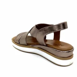 Vacances|Compensées & Plateformes<Inuovo Sandales Compensées 113015 Cuir Métal Ash Taupe