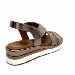 Vacances|Compensées & Plateformes<Inuovo Sandales Compensées 113015 Cuir Métal Ash Taupe