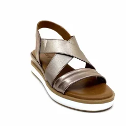 Vacances|Compensées & Plateformes<Inuovo Sandales Compensées 113015 Cuir Métal Ash Taupe