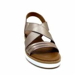 Vacances|Compensées & Plateformes<Inuovo Sandales Compensées 113015 Cuir Métal Ash Taupe