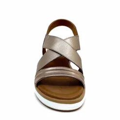 Vacances|Compensées & Plateformes<Inuovo Sandales Compensées 113015 Cuir Métal Ash Taupe