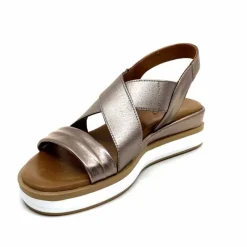 Vacances|Compensées & Plateformes<Inuovo Sandales Compensées 113015 Cuir Métal Ash Taupe