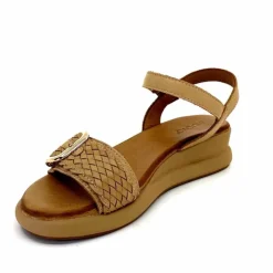 Vacances|Compensées & Plateformes<Inuovo Sandales Compensées 95013 Cuir Scissors Camel