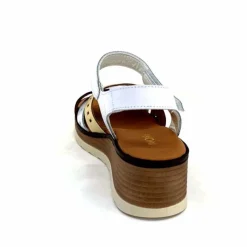 Vacances|Plateformes<Ivoire0375a Sandales Compensées Ivoire Basse Cuir Blanc Or Marron