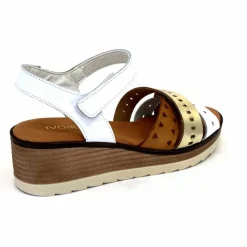 Vacances|Plateformes<Ivoire0375a Sandales Compensées Ivoire Basse Cuir Blanc Or Marron