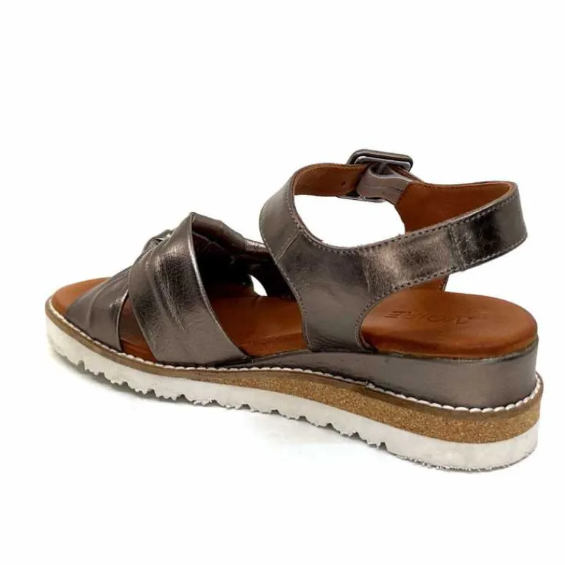 Compensées & Plateformes|Basic<384-ivoire Sandales Compensées Ivoire 1613-0092 Cuir Bronze