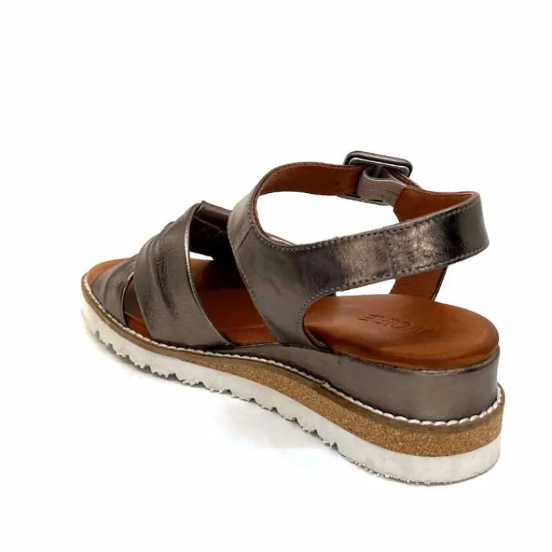 Compensées & Plateformes|Basic<384-ivoire Sandales Compensées Ivoire 1613-0092 Cuir Bronze