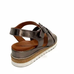 Compensées & Plateformes|Basic<384-ivoire Sandales Compensées Ivoire 1613-0092 Cuir Bronze