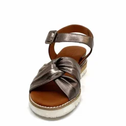 Compensées & Plateformes|Basic<384-ivoire Sandales Compensées Ivoire 1613-0092 Cuir Bronze