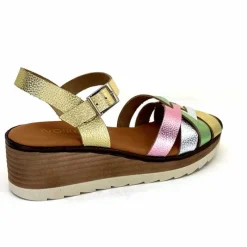 Vacances|Plateformes<Ivoire0375a Sandales Compensées Ivoire Rene Cuir Métal Or Rose Vert Argent