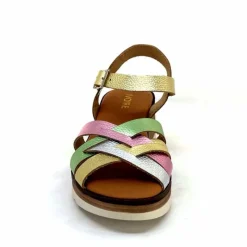 Vacances|Plateformes<Ivoire0375a Sandales Compensées Ivoire Rene Cuir Métal Or Rose Vert Argent