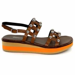 Vacances|Plateformes<plumers Sandales Compensées Ivoire 3744/237 Cuir Marron