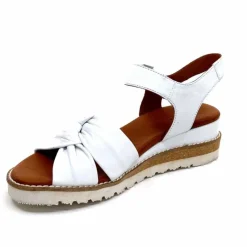 Compensées & Plateformes|Basic<384-ivoire Sandales Compensées Ivoire 1613-0092 Cuir Blanc