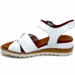 Compensées & Plateformes|Basic<384-ivoire Sandales Compensées Ivoire 1613-0092 Cuir Blanc