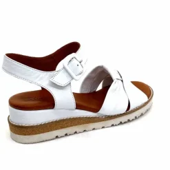 Compensées & Plateformes|Basic<384-ivoire Sandales Compensées Ivoire 1613-0092 Cuir Blanc