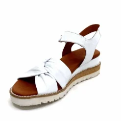 Compensées & Plateformes|Basic<384-ivoire Sandales Compensées Ivoire 1613-0092 Cuir Blanc