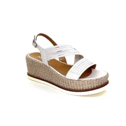 Vacances|Plateformes<Ivoire0551 Sandales Compensées Ivoire 2244 Cuir Blanc