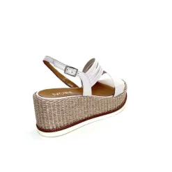 Vacances|Plateformes<Ivoire0551 Sandales Compensées Ivoire 2244 Cuir Blanc