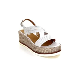 Vacances|Plateformes<Ivoire0551 Sandales Compensées Ivoire 2244 Cuir Blanc