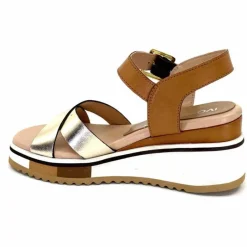 Vacances|Plateformes<Ivoire0130a Sandales Compensées Ivoire 2F5127 Cuir Marron Or