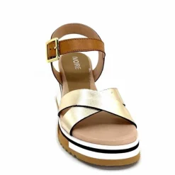 Vacances|Plateformes<Ivoire0130a Sandales Compensées Ivoire 2F5127 Cuir Marron Or