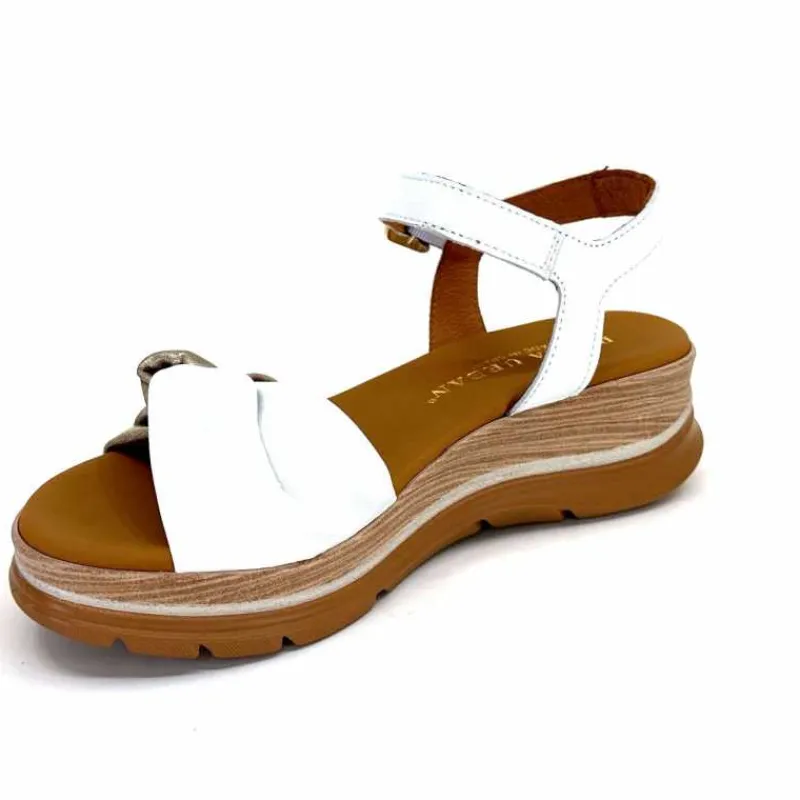 Vacances|Compensées & Plateformes<Paula Urban Sandales Compensées 24611 Cuir Platine Blanc