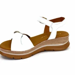Vacances|Compensées & Plateformes<Paula Urban Sandales Compensées 24611 Cuir Platine Blanc