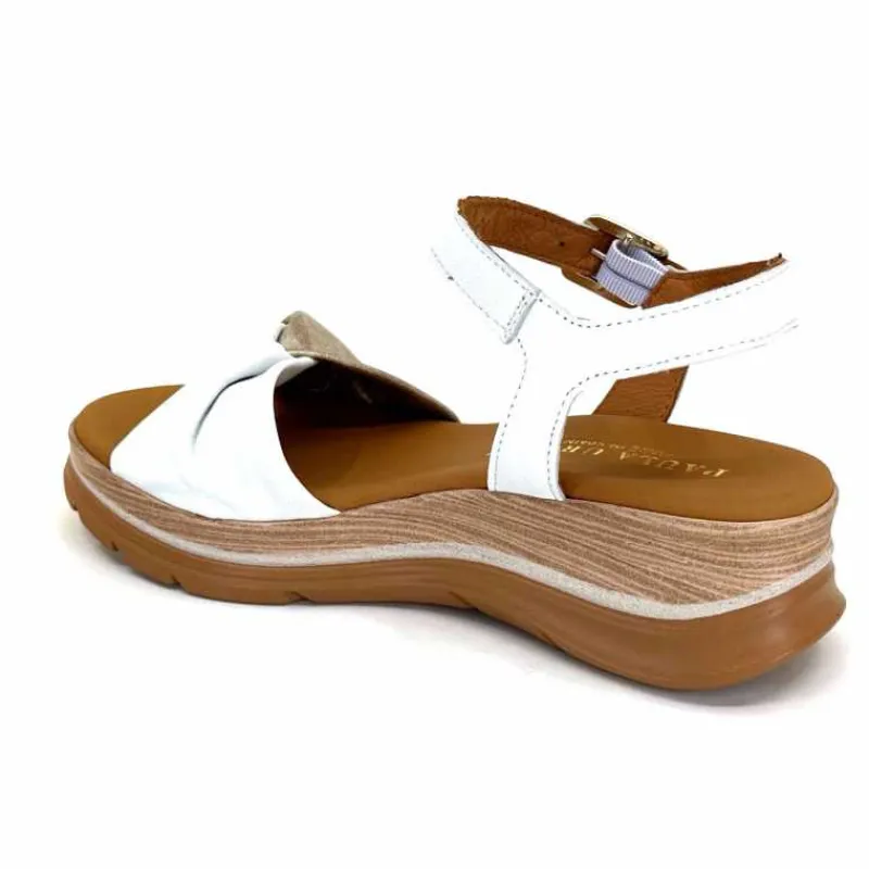 Vacances|Compensées & Plateformes<Paula Urban Sandales Compensées 24611 Cuir Platine Blanc