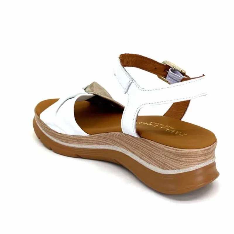 Vacances|Compensées & Plateformes<Paula Urban Sandales Compensées 24611 Cuir Platine Blanc