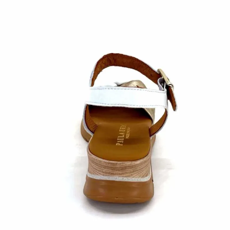 Vacances|Compensées & Plateformes<Paula Urban Sandales Compensées 24611 Cuir Platine Blanc