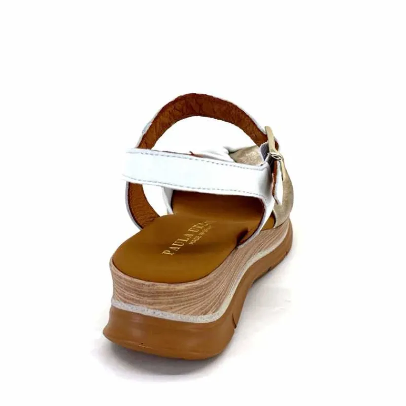 Vacances|Compensées & Plateformes<Paula Urban Sandales Compensées 24611 Cuir Platine Blanc