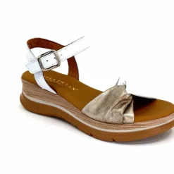 Vacances|Compensées & Plateformes<Paula Urban Sandales Compensées 24611 Cuir Platine Blanc