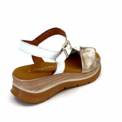 Vacances|Compensées & Plateformes<Paula Urban Sandales Compensées 24611 Cuir Platine Blanc