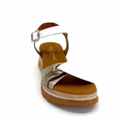 Vacances|Compensées & Plateformes<Paula Urban Sandales Compensées 24611 Cuir Platine Blanc